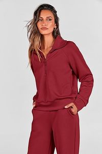 Ensemble de survêtement décontracté pour femmes en deux pièces avec capuche imprimée pour l'hiver, veste zippée et pantalon à taille élastique, 100% coton - Product Image 5
