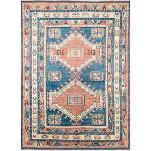 Alfombras de Lana Anudadas a Mano Nuray Blue, Geométricas Orientales, para Dormitorio de Adolescentes, Hechas a Mano, Rectangulares de 9x12, para Pasillo, Pae-927, para el Hogar - Product Image 1