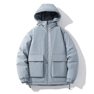 Winter Unisex Workwear Canvas <b>Jacket</b> Thick Warm Loose Solid Color Casual <b>Padded</b> <b>Hooded</b> Windproof <b>Jacket</b> Multifunctional Daily - Product Image 4