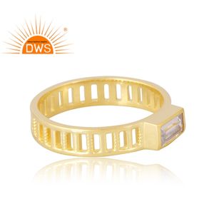 แหวนอัญมณี CZ ชุบทอง18K 925เงินสเตอร์ลิงประดับอัญมณีอัญมณีสังเคราะห์จากธรรมชาติ - Product Image 4