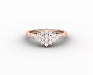 14K oro redondo laboratorio crecido diamante anillo de compromiso racimo diamante boda anillo minimalista oro nupcial anillo aniversario regalo - Product Image 1