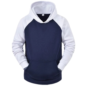 Sweat à capuche bleu marine et blanc pour hommes, logo personnalisé, deux tons, pull, sweat-shirt en polaire, vêtements de sport décontractés, vente en gros OEM ODM - Product Image 4