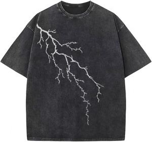 Camiseta Oversize Personalizada 100% Algodón 280GSM de Alto Gramaje con Lavado Ácido, Estampado Estilo Vintage Streetwear - Product Image 1