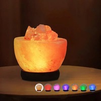 Lampe en sel de l'Himalaya, lampe en cristal de sel de roche avec base, lampe en cristal de sel, veilleuse de chevet, décoration de chambre à coucher