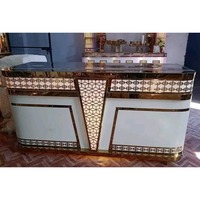 Comptoir de table de buffet pliant avec bords LED rougeoyants | Comptoir de restauration de mariage portable en acier inoxydable avec lumières