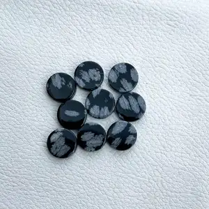 Beautiful Finest Quality Natural 12mm Black Obsidian Round Cabochon Flat Button Loose Gemstones From Wholesale Supplier