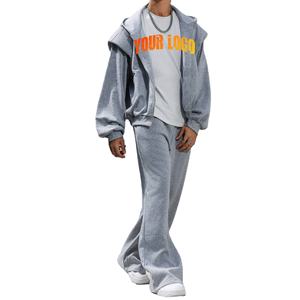 ชุดวอร์มสำหรับผู้ชายโอเวอร์ไซส์ผ้าคอตตอนผ้าฟลีซแบบมีซิปรูดสำหรับ100% ผลิตจากโรงงาน - Product Image 1