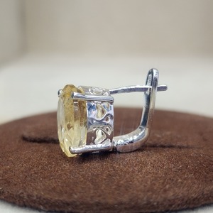 Pendientes de Plata de Ley 925 de excelente calidad hechos a mano de diseñador con cierre inglés para mujer, piedras preciosas de citrino de corte ovalado para bodas - Product Image 5