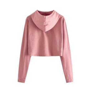 OEM Service Nouvelle Arrivée Haute Qualité Femmes Crop Top à Capuche à Manches Longues en Coton Éponge Pull Sweat Crop Top pour l'Exportation BD - Product Image 5