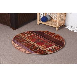 Alfombra turca Vintage Bohemia roja de 3x3 pies de lana área grande rectángulo patrón de pasillo 10mm de espesor habitación alfombra de noche de látex - Product Image 3