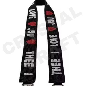 Thee I Love Heart Correas de bolsa de cuentas de semillas de oro blanco personalizadas 'Hook Em Horns' Accesorio de moda Correa de monedero con cuentas - Product Image 1