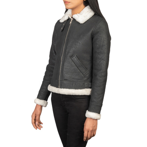 Chaqueta Bomber de Cuero para Mujer con Cuello de Piel Sintética |   Chaqueta de Motociclista de Moda |   Chaqueta de PU Cálida de Invierno, Proveedor Personalizado OEM, Moderna - Product Image 4