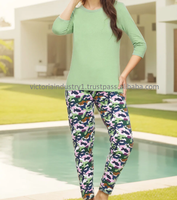 Conjunto de 2 Pijamas Sexys de Algodón con Estampado 3D para Mujer, Ropa de Dormir con Cuello Alto, Pantalones Cortos de Punto Jersey para Verano