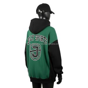 Sweat à capuche zippé pour femme, 330 GSM, coton et polyester, design bicolore vert et noir, broderie, logo personnalisé, sweat à capuche zippé basique - Product Image 5