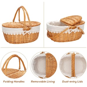 Wicker Picnic Basket With Removable <b>Liner</b> Handmade Storage Basket Wholesale eco-friendly Made in Viet Nam - Product Image 3