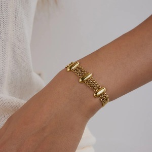 Pulsera de Cadena de Acero Inoxidable Clásica con Corte Princesa Chapada en Oro Estilo Árabe JR Dubai para Mujer - Regalo para Ocasiones de Fiesta - Product Image 4