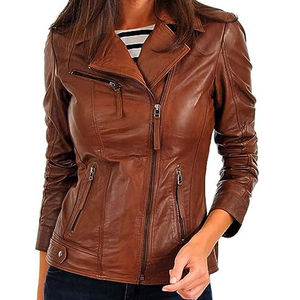 Chaquetas de cuero de alta calidad 100%, prendas de vestir exteriores de Invierno para mujer de diseño personalizado, producto de alta calidad teñido liso Original sólido en 2025 - Product Image 4