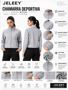 Giacca JELEEEY con Colletto Alto e Vita Elasticizzata, Leggera e Traspirante, Manica Lunga, Tinta Unita, Abbigliamento Sportivo in Rayon/Spandex ad Asciugatura Rapida - Product Image 1