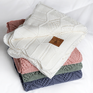 100% Tencel Lenzing Lyocell EMILY manta de bebé 80*100 cm almohadilla de lirio manta de punto de Cable de ganchillo manta colorida para bebé - Product Image 5