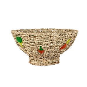 Cuenco bohemio de algas marinas naturales con adorables patrones bordados Cuenco artesanal para uso decorativo y diario - Product Image 1