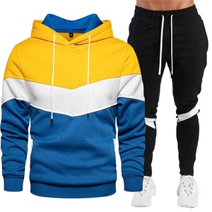 100% coton haute qualité prix de gros hommes deux pièces ensemble jogging Logo personnalisé mode sport fermeture éclair survêtement - Product Image 4