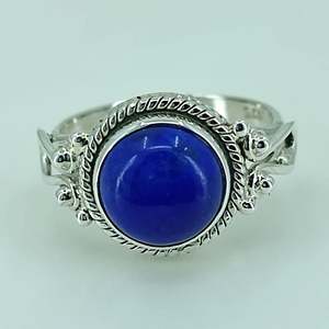 925 Sterling Silver Boho Style Handmade <b>Ring</b> <b>Lapis</b> <b>Lazuli</b> Gemstone Perfect September Birthstone Jewelry for Gifts Inlaid Natural - Product Image 2