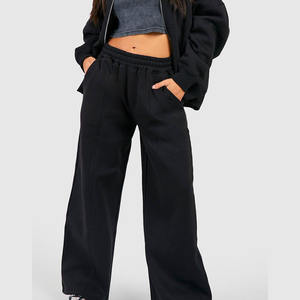 2025 alta calidad de algodón de poliéster de gran tamaño Otoño Invierno Casual polar de dos piezas conjunto de Sudadera con capucha recortada para mujer - Product Image 6