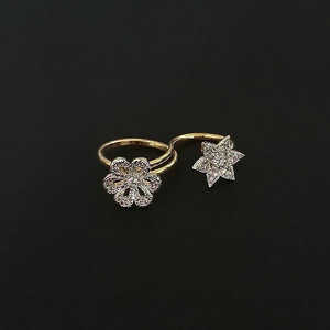 Labono Art AD Bague double ajustable Plaqué or 18 carats Incrustation Style-FAW0033 vintage et tendance - Product Image 1