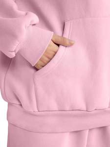 Femmes grande taille décontracté hiver mode 2 pièces ensemble sweat à capuche personnalisable survêtement sweat pantalons de survêtement solide Logo personnalisable - Product Image 6