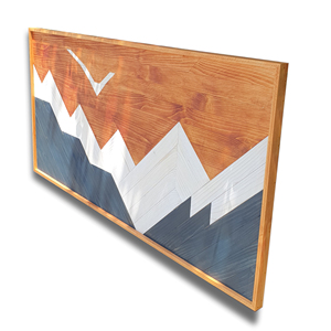 Hecho a mano moderno lujo 3D mosaico madera pared arte personalizado Mediterráneo abstracto hoja roja árbol tema verde Art Deco para boda - Product Image 1