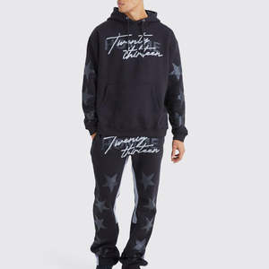 Survêtement de jogging streetwear tendance en coton brodé avec appliques vieillies personnalisées de qualité supérieure 2026 pour hommes - Product Image 2