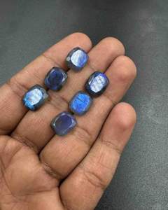 32ct Bleu Flashy Labradorite Cut Pierre À Facettes Rectangle Forme 10x12mm À La Main En Vrac Pierres Précieuses Naturel En Gros Lot - Product Image 2