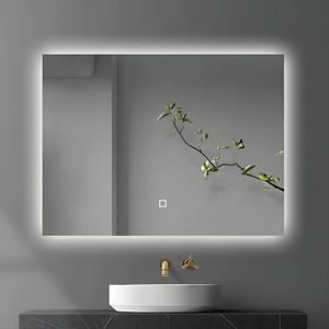 Naxos กระจก LED ทรงสี่เหลี่ยมพร้อมไฟแบล็คไลท์แบบสัมผัสหรี่แสง-แสงธรรมชาติเย็น - Product Image 1