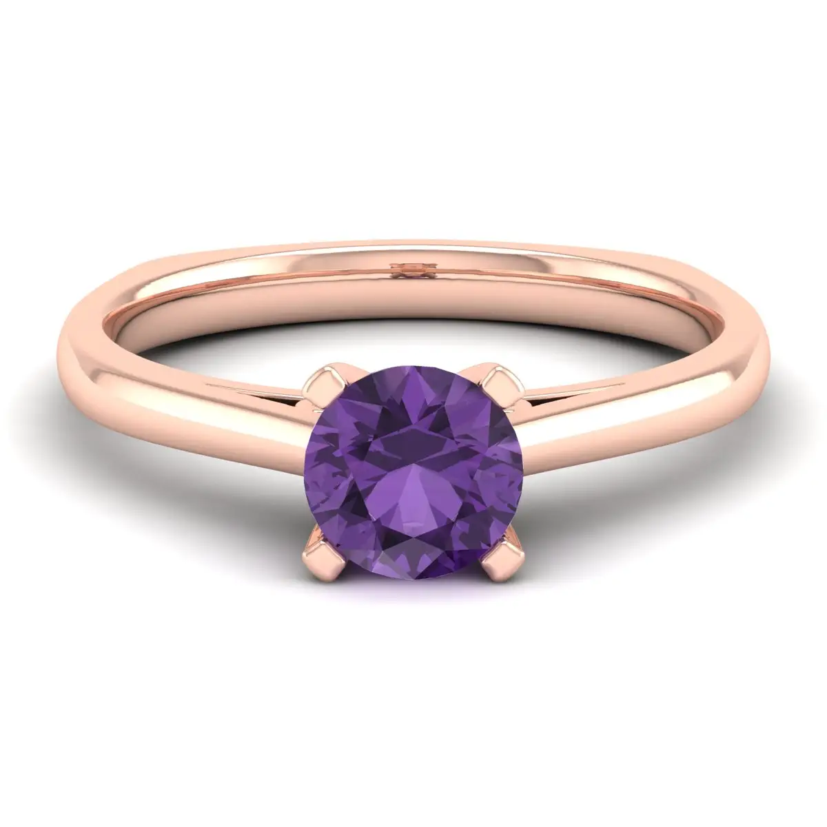 Fabulous Purple Amethyst Solitaire 14 Karat Roségold Moissan ite Ring Custom Fine Jewelry Modedesigner Ring Klassischer Fine Jewelry