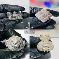Bague Hip Hop Personnalisée en Argent Sterling Plaqué Or avec Moissanite Couleur D VVS Taille Brillant, Certifiée GRA – Design Populaire