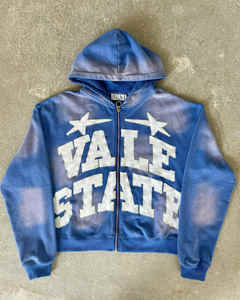 400GSM 100% Cotton Terry Plus Size Fabricant Personnalisé Acid Washed Sun Faded Embroidery Men's Hoodie - Product Image 4