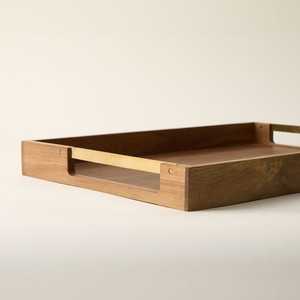 Plateau de service alimentaire de forme personnalisée de meilleure qualité avec poignée fini noyer pour la maison hôtel restaurant utilisation plateau de service en gros - Product Image 5