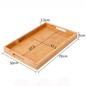 Plateau de service en bois rectangulaire pour thé, café et collations Plateau élégant fait à la main pour table à manger de cuisine et utilisation décorative pour la maison - Product Image 2