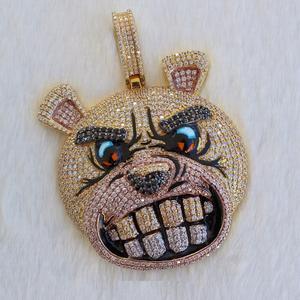 จี้ตุ้งติ้งตัวการ์ตูนสำหรับผู้ชาย5กะรัต VVS ทรงกลม14K เครื่องประดับฮิปฮอปชุบทองคำขาว - Product Image 1