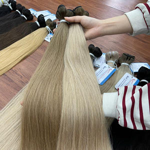 Extensiones de cabello virgen vietnamita de alta calidad 100% Natural, cabello de trama liso natural de color dibujado Doble - Product Image 1