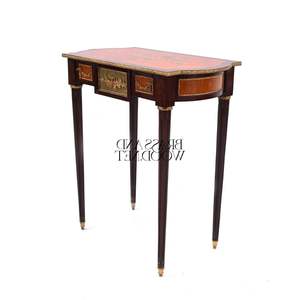 Mesa Auxiliar de Madera de Caoba de Lujo con Incrustaciones Florales y Detalles Ornamentales de Latón Dorado para Decoración Clásica de Esquinas del Hogar - Product Image 4