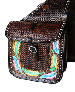 Bolsas de sillín de salto ecuestre de cuero genuino de alta calidad, ropa de equitación occidental mecanizada a mano para caballos - Product Image 3