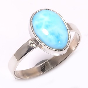 Larimar Gemstone <b>Ring</b> Jewelry For Women Silver Boho Style Jewelry 925 Sterling Silver Trending Handmade <b>Ring</b> Gift For Her - Product Image 1