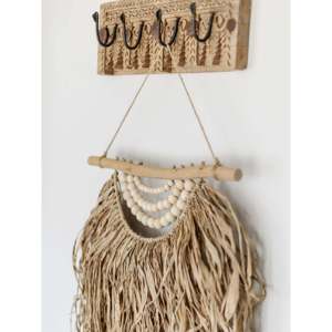 Medium Indian Carved 4-<b>Hook</b> <b>Wall</b> Panel for <b>Wall</b> Display or Coat Rack Purpose - Product Image 4