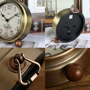 Table Clock Metallic Gold Wash with Moving Cogs | Designer Analog Desk Clock with Vintage Gear Mechanism - Product Image 6