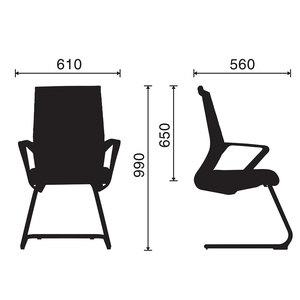 Chaise de conférence moderne Fly-T03 HOGVP086, chaise de bureau haut de gamme avec accoudoirs fixes, en maille et métal, pour salle de réunion, hôtel, salon - Product Image 2