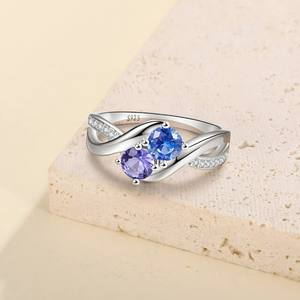 <b>Sterling</b> <b>Silver</b> February Birthstone CZ <b>Engagement</b> <b>Ring</b> Purple Amethyst and Tanzanite Pave Set Zircon Stone Fashion Jewelry <b>Rings</b> - Product Image 1