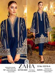 Traje Tradicional Indio, Traje de Terciopelo Pakistaní, Moderno Traje Salwar para Bodas y Eventos al Aire Libre, de la India - Product Image 2
