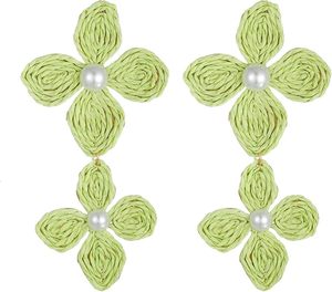 เครื่องประดับแฟชั่นดีไซน์ดอกไม้ต่างหูหวายสำหรับผู้หญิงทำจากอัลลอยสไตล์โบฮีเมียนต่างหูหวายทอมือ - Product Image 4