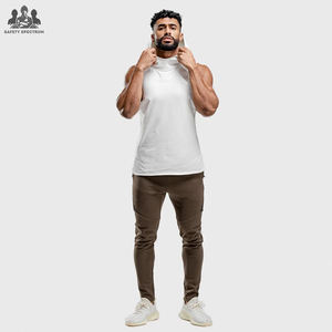 Men Sleeveless Solid Winter <b>Workout</b> <b>Hoodies</b> | 100% Cotton Gym Training Hoodie Vest | Private Label OEM Factory Wholesale - Product Image 2